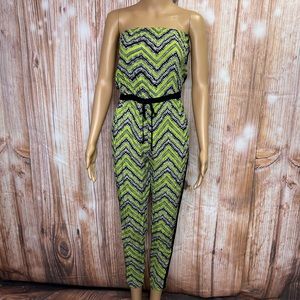 Eye Candy Strapless Chevron Print Jumpsuit